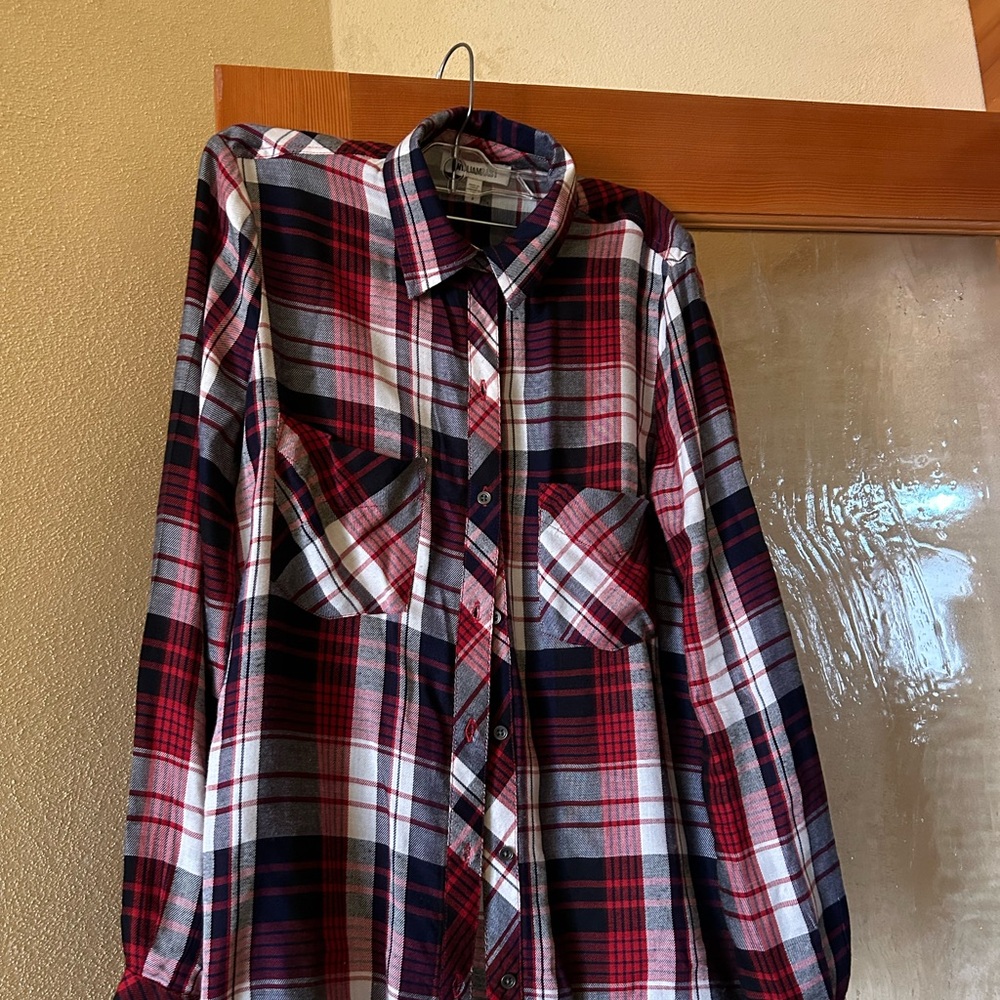 William Rast Red and Black Plaid Shirt